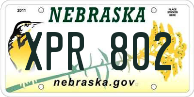 NE license plate XPR802