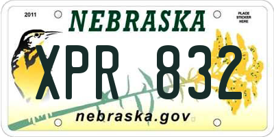 NE license plate XPR832