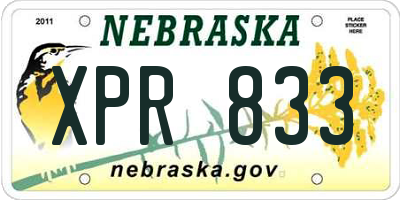 NE license plate XPR833