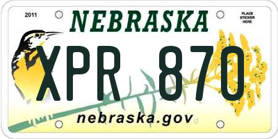 NE license plate XPR870