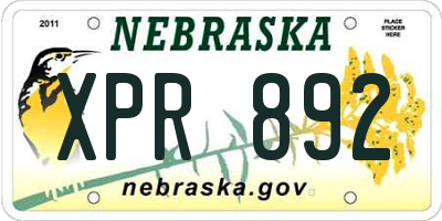 NE license plate XPR892