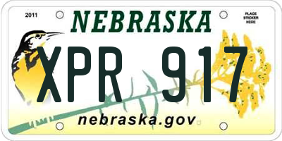 NE license plate XPR917