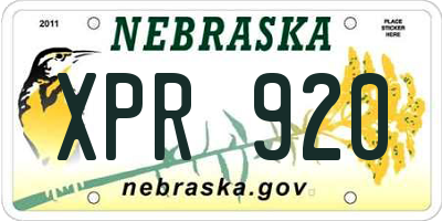 NE license plate XPR920