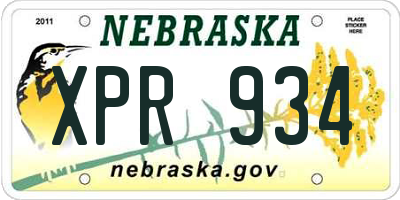 NE license plate XPR934