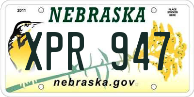 NE license plate XPR947