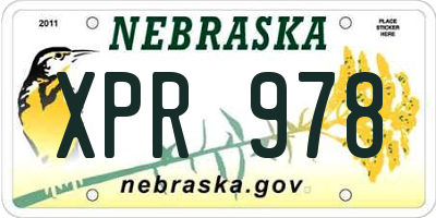 NE license plate XPR978