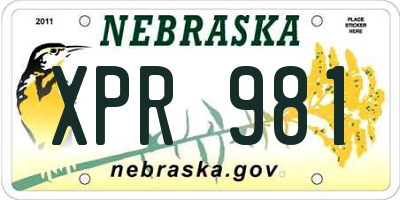 NE license plate XPR981