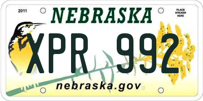 NE license plate XPR992