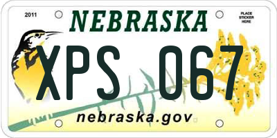 NE license plate XPS067