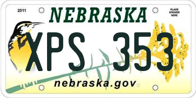 NE license plate XPS353