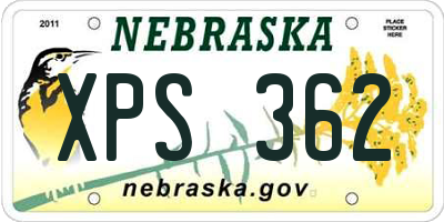 NE license plate XPS362