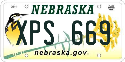 NE license plate XPS669