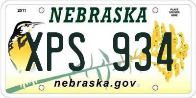 NE license plate XPS934