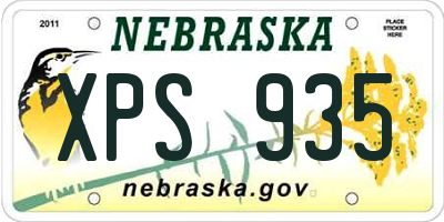 NE license plate XPS935