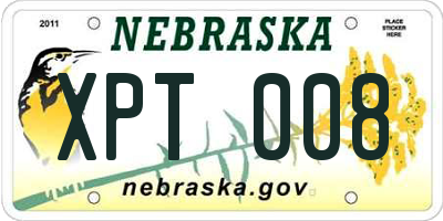 NE license plate XPT008