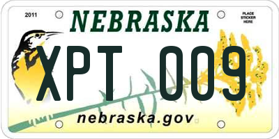 NE license plate XPT009