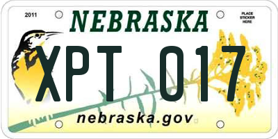 NE license plate XPT017