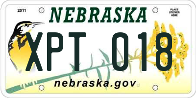 NE license plate XPT018