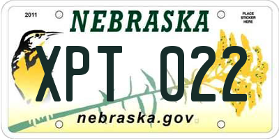 NE license plate XPT022