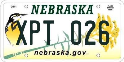 NE license plate XPT026