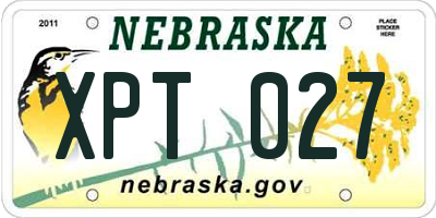 NE license plate XPT027