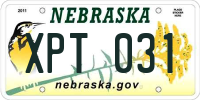 NE license plate XPT031