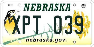 NE license plate XPT039
