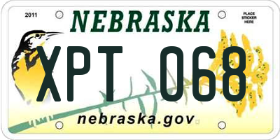 NE license plate XPT068