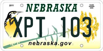 NE license plate XPT103