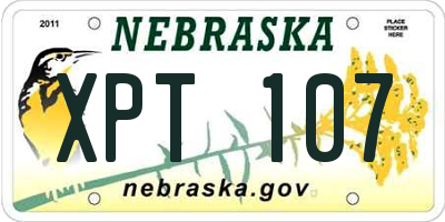 NE license plate XPT107