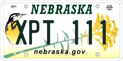 NE license plate XPT111