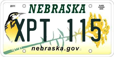 NE license plate XPT115
