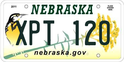 NE license plate XPT120