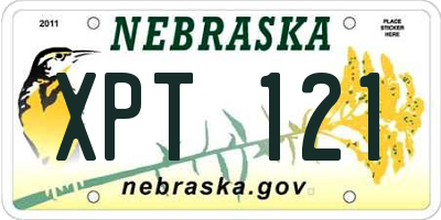 NE license plate XPT121