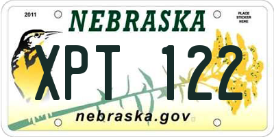 NE license plate XPT122
