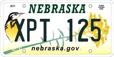 NE license plate XPT125