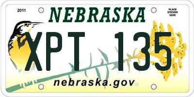 NE license plate XPT135