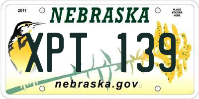 NE license plate XPT139
