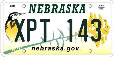 NE license plate XPT143