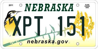 NE license plate XPT151