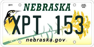 NE license plate XPT153