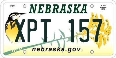 NE license plate XPT157