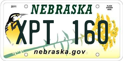 NE license plate XPT160