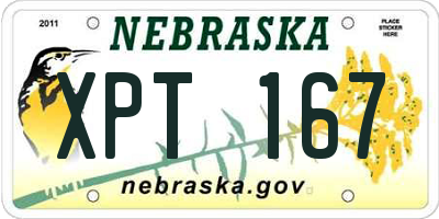 NE license plate XPT167