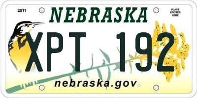 NE license plate XPT192