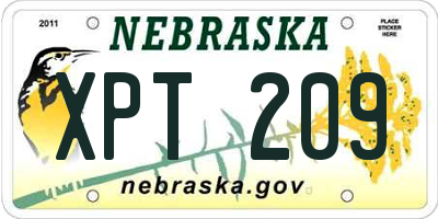 NE license plate XPT209