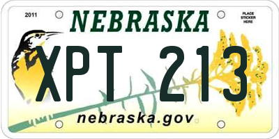 NE license plate XPT213