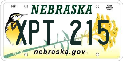 NE license plate XPT215