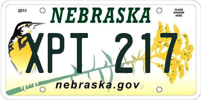 NE license plate XPT217