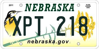 NE license plate XPT218
